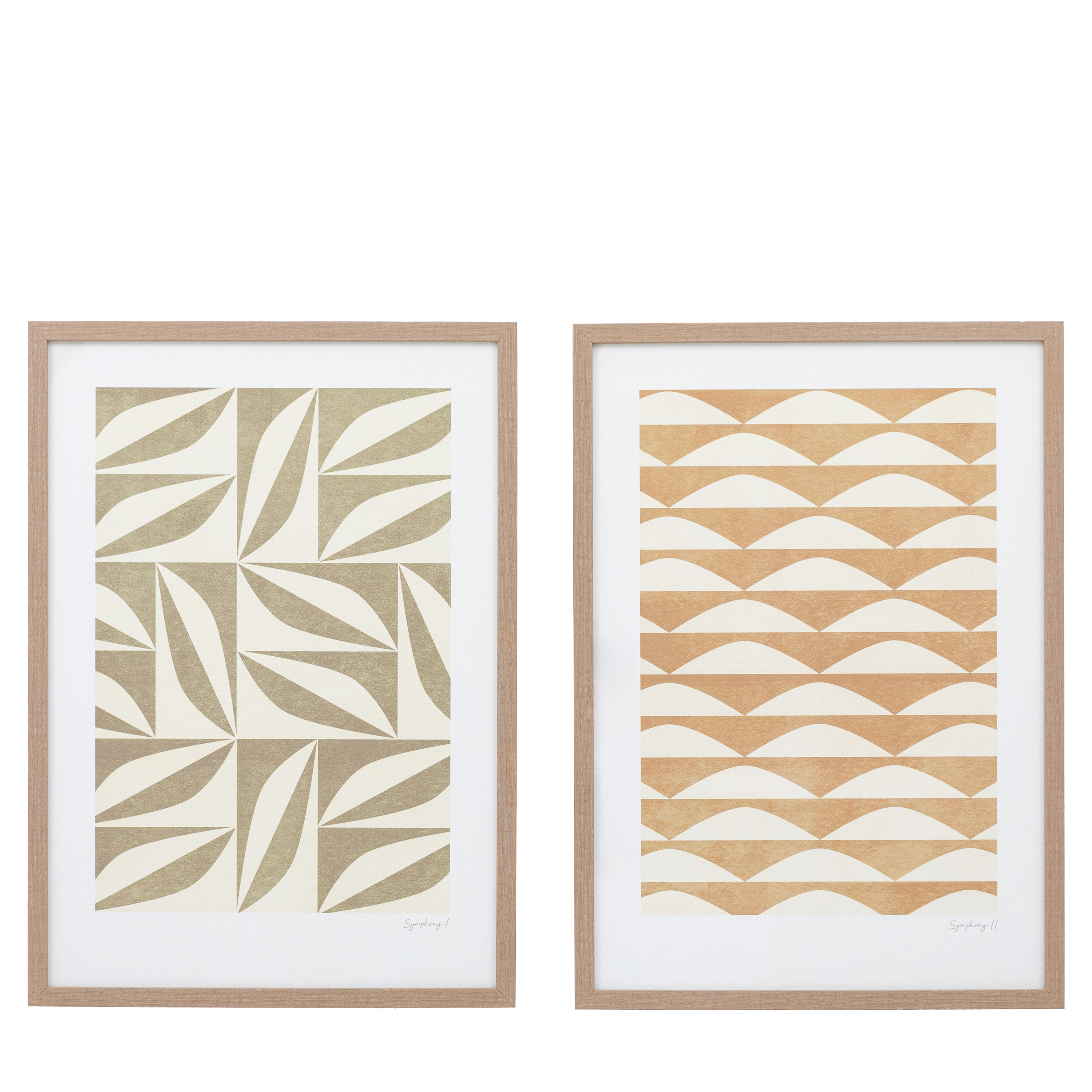 Obraz w ramie „Symphony” – zielony / naturalny, 50 × 3 × 70 cm, zestaw 2 szt.