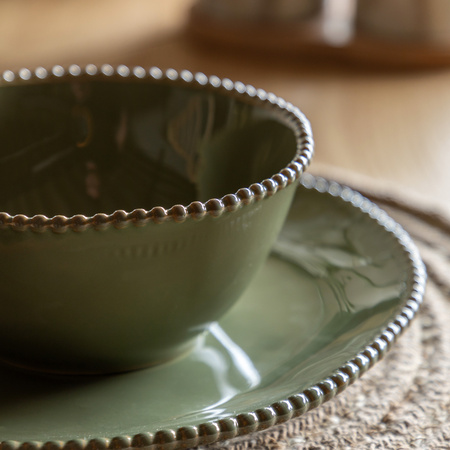 Organic Beaded Bowl Olive (4pk) 160x70mm