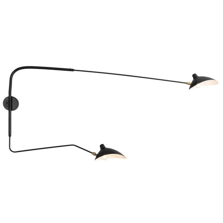 Lampa ścienna CRANE-2W S, 110 cm - loftowy, kinkiet dwuramienny, czarny