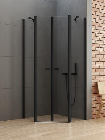 KABINA NEW SOLEO BLACK PIĘCIOKĄTNA U 80x80x195 CZYSTE 6mm ACTIVE SHIELD