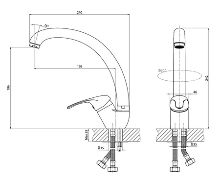 KASIOPEA 35 bateria kuchenna, chrom
