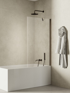 Parawan nawannowy NEW SOLEO GUNMETAL BRUSHED stały U 90x140 szkło czyste 6mm Active Shield 2.0 - wsp. prostopadły