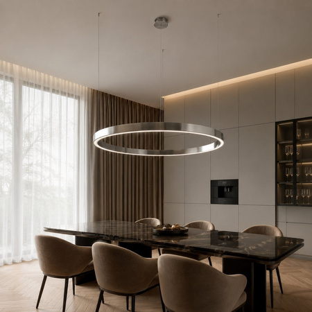 Lampa wisząca CIRCLE 100 cm - LED, ring nikiel szczotkowany
