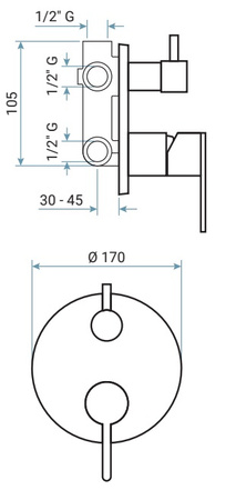 Zestaw wannowy podtynkowy z syfonem L-400mm fi-25cm-Emmevi Rubinetterie/Filo