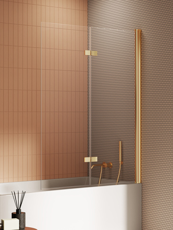 Parawan nawannowy NEW SOLEO GOLD BRUSHED 1D L 100x140 szkło czyste 6mm Active Shield 2.0