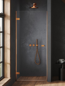 Drzwi wnękowe OXIA COPPER BRUSHED 1D L 70x200 szkło czyste 8mm Active Shield 2.0