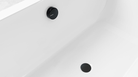 Zestaw odpływowy z korkiem automatycznym, długość 1200mm, korek 72mm, czarny mat