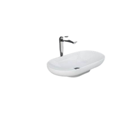 Zestaw DES UMYWALKA NABLATOWA 70X35CM OWALNA BIAŁY POŁYSK + Bateria podtynkowa ICONIC Chrom