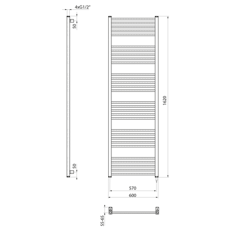 METRO-E grzejnik elektryczny 600x1620 mm, 800 W, czarny mat