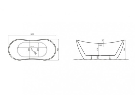 Wanna  wolnostojąca 180x80 ABI MOKKA