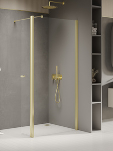 NZ4 Kabina prysznicowa NEW SOLEO LIGHT GOLD walk-in U 50x195 szkło czyste 6mm Active Shield 2.0