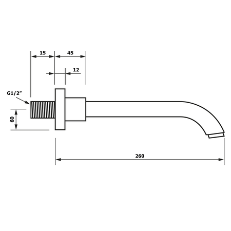 Wylewka ścienna 260mm, chrom