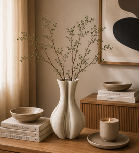Wazon dekoracyjny BIZZOTTO REIKO BEIGE H29 – beżowy wazon ceramiczny 3D