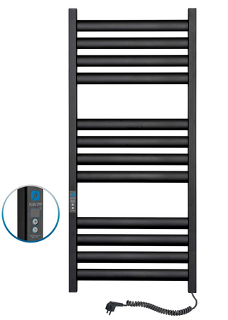 Elektryczny grzejnik łazienkowy CZARNY ELLIPSE Digital 500х1200 prawa
