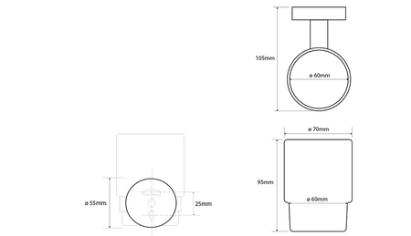 X-ROUND kubek, szkło mleczne, chrom