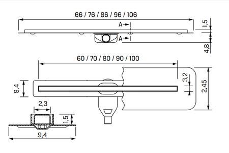 Odpływ liniowy VISIO slim GUNMETAL SZCZOTKOWANY 600
