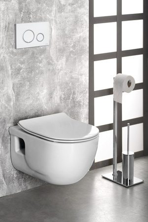 BRILLA WC wiszące Rimless, ze stelażem podtynkowym i przyciskiem Schwab, biały