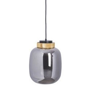 Lampa wisząca BOOM 25 cm - LED, klosz szary- metalizowany, wykonczenie złote