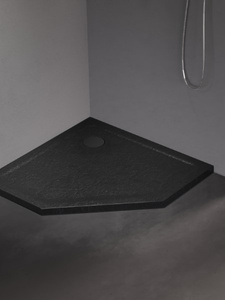Brodzik MILD STONE akrylowy pięciokątny 80x80x4,5 czarny
