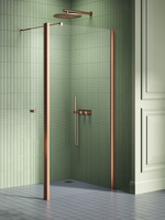 NZ2 Kabina prysznicowa NEW SOLEO COPPER BRUSHED walk-in U 70x195 szkło czyste 6mm Active Shield 2.0