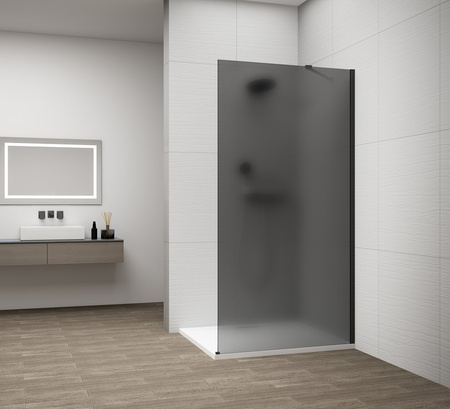 ESCA BLACK MATT jednoczęściowa kabina przysznicowa Walk-In, montaż przy ścianie, szkło mat dymione, 700 mm