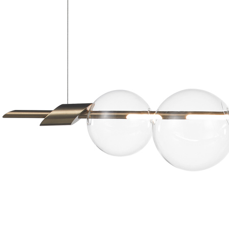 Lampa wisząca AMORE LED 153 cm - złota z transparentnymi kloszami