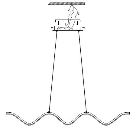 Lampa wisząca ZIGZAG 90 cm - LED, czarna, falista listwa