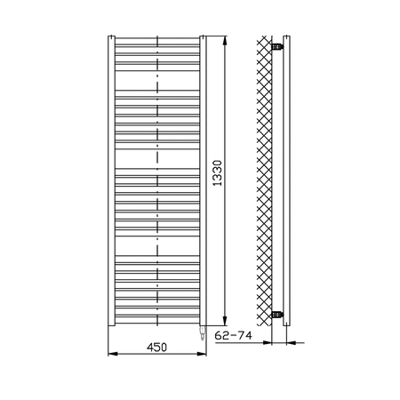 TONDI-E grzejnik elektryczny 450x1330 mm, 500 W, czarny mat