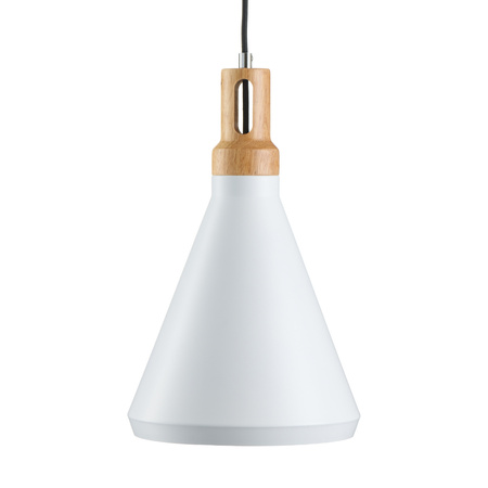 Lampa wisząca NORDIC WOODY biało drewniana 25 cm