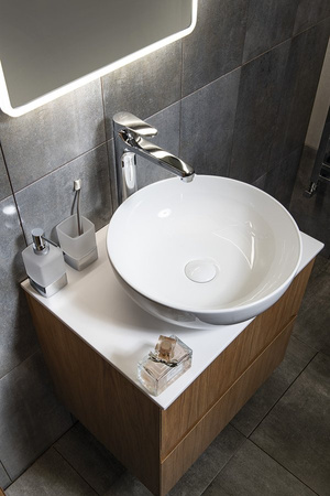 RONDANE umywalka ceramiczna nablatowa, średnica 41cm, biały