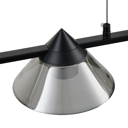 Lampa wisząca BLAKE 140 cm - LED, czarna, podłużna z sześcioma dymionymi kloszami