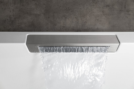 CASCATA wanna z hydromasażem, 185x85x45cm, kaskada ze stali nierdz., Highline Hydro, chrom