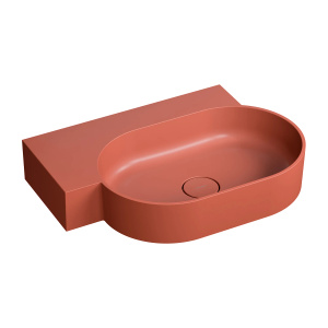 OVO M+ umywalka nablatowa/wisząca - lewa, 64 x 44 cm, terracotta mat