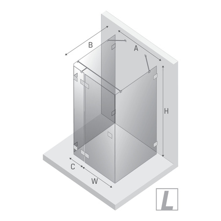 Kabina prysznicowa EVENTA BLACK CHROME 1D prostokątna przyścienna L 100x80x200 szkło czyste 8mm Active Shield 2.0