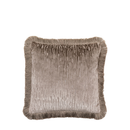 Cut Velvet Fringe Cushion Silver 500x500mm