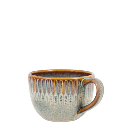 Organic Ridged Mug Stone (4pk) 145x110x80mm