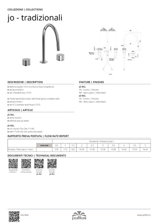 Bateria umywalkowa 3-otworowa (click clack)-Paffoni/kolekcja Jo