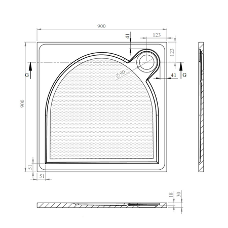 LARCA brodzik kompozytowy 90x90cm