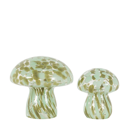Confetti Glass Mushrooms Set of 2 Forest Green