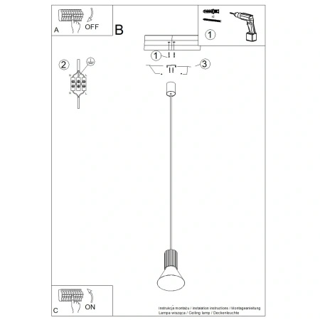 Lampa wisząca ESTRIA 1 beżowa