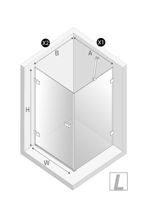 NZ2 Kabina prysznicowa OXIA COPPER BRUSHED 1D L 70x70x200 szkło czyste 8mm Active Shield 2.0