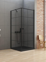 KABINA NEW SOLEO BLACK KWADRATOWA L 90x90x195 KRATKA - CZYSTE 6mm ACTIVE SHIELD