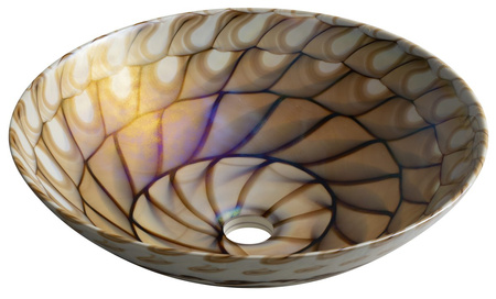 CARAIBI MURANO umywalka szklana nablatowa, średnica 41cm,ivory/brązowy