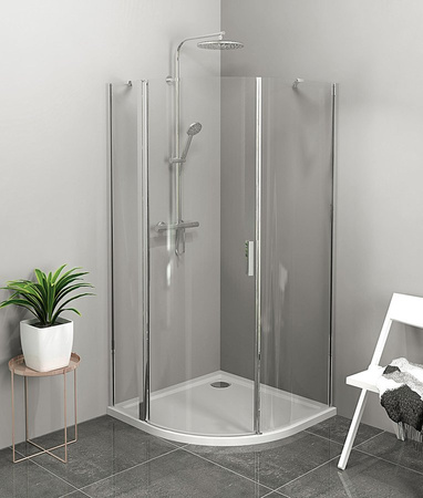 ZOOM kabina prysznicowa półokrągła 900x900mm, szkło czyste, lewa