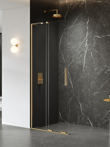 Kabina prysznicowa SMART GOLD BRUSHED 1D walk-in U 80x200 szkło czyste 8mm Active Shield 2.0-WSPORNIK KĄTOWY