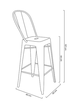Krzesło barowe TOWER BIG BACK 66 (Paris) metal