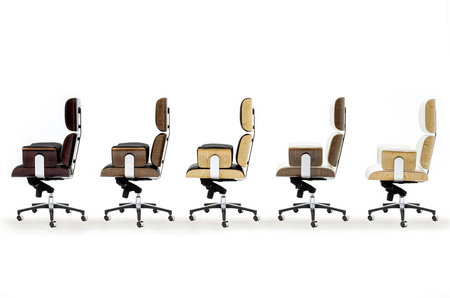 Fotel biurowy LOUNGE BUSINESS czarny - sklejka orzech, skóra naturalna, stal polerowana