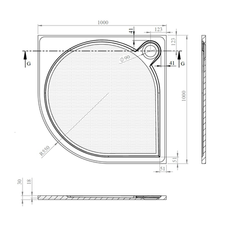 ARCA brodzik prysznicowy kompozytowy, półokrągły 100x100cm, R550