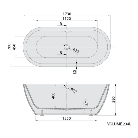 SAMIRA wanna wolnostojąca 173x78x59cm, biały