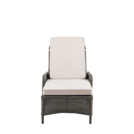 Leżak ogrodowy ASCOT Lounger – regulowany, technorattan, poduszki